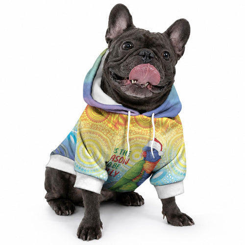 Rainbow Lorikeets Australia Christmas Pet Hoodie Eucalyptus Blossoms Aboriginal Art