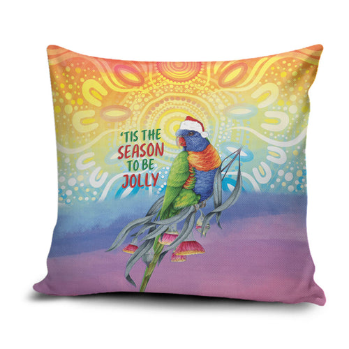 Rainbow Lorikeets Australia Christmas Pillow Cover Eucalyptus Blossoms Aboriginal Art