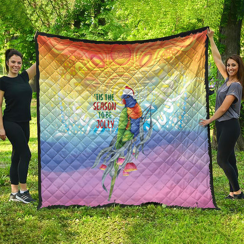 Rainbow Lorikeets Australia Christmas Quilt Eucalyptus Blossoms Aboriginal Art