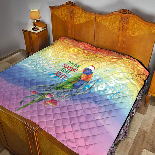 Rainbow Lorikeets Australia Christmas Quilt Eucalyptus Blossoms Aboriginal Art