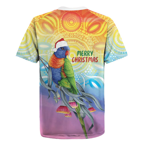 Rainbow Lorikeets Australia Christmas Rugby Jersey Eucalyptus Blossoms Aboriginal Art