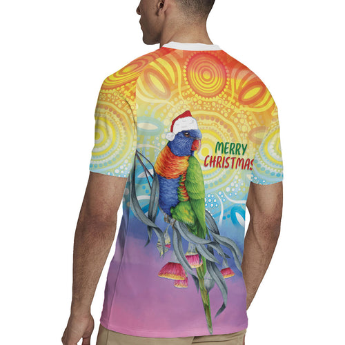 Rainbow Lorikeets Australia Christmas Rugby Jersey Eucalyptus Blossoms Aboriginal Art