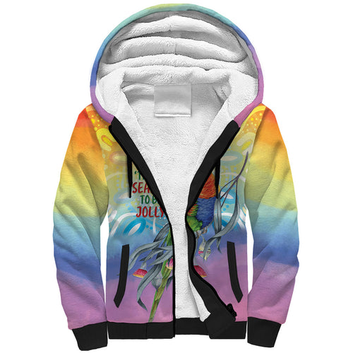 Rainbow Lorikeets Australia Christmas Sherpa Hoodie Eucalyptus Blossoms Aboriginal Art