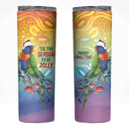 Rainbow Lorikeets Australia Christmas Skinny Tumbler Eucalyptus Blossoms Aboriginal Art