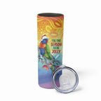 Rainbow Lorikeets Australia Christmas Skinny Tumbler Eucalyptus Blossoms Aboriginal Art