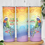 Rainbow Lorikeets Australia Christmas Skinny Tumbler Eucalyptus Blossoms Aboriginal Art