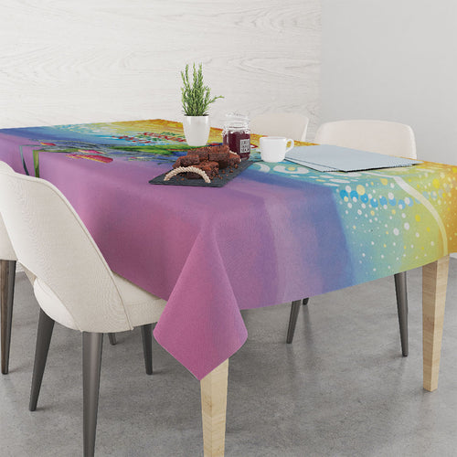 Rainbow Lorikeets Australia Christmas Tablecloth Eucalyptus Blossoms Aboriginal Art