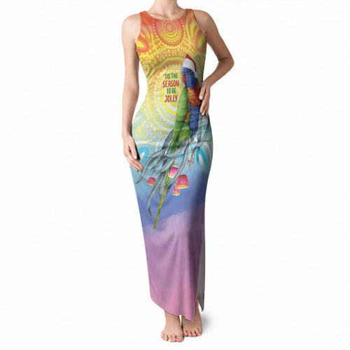 Rainbow Lorikeets Australia Christmas Tank Maxi Dress Eucalyptus Blossoms Aboriginal Art