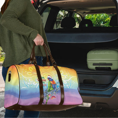 Rainbow Lorikeets Australia Christmas Travel Bag Eucalyptus Blossoms Aboriginal Art