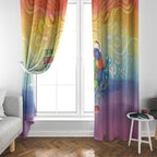 Rainbow Lorikeets Australia Christmas Window Curtain Eucalyptus Blossoms Aboriginal Art