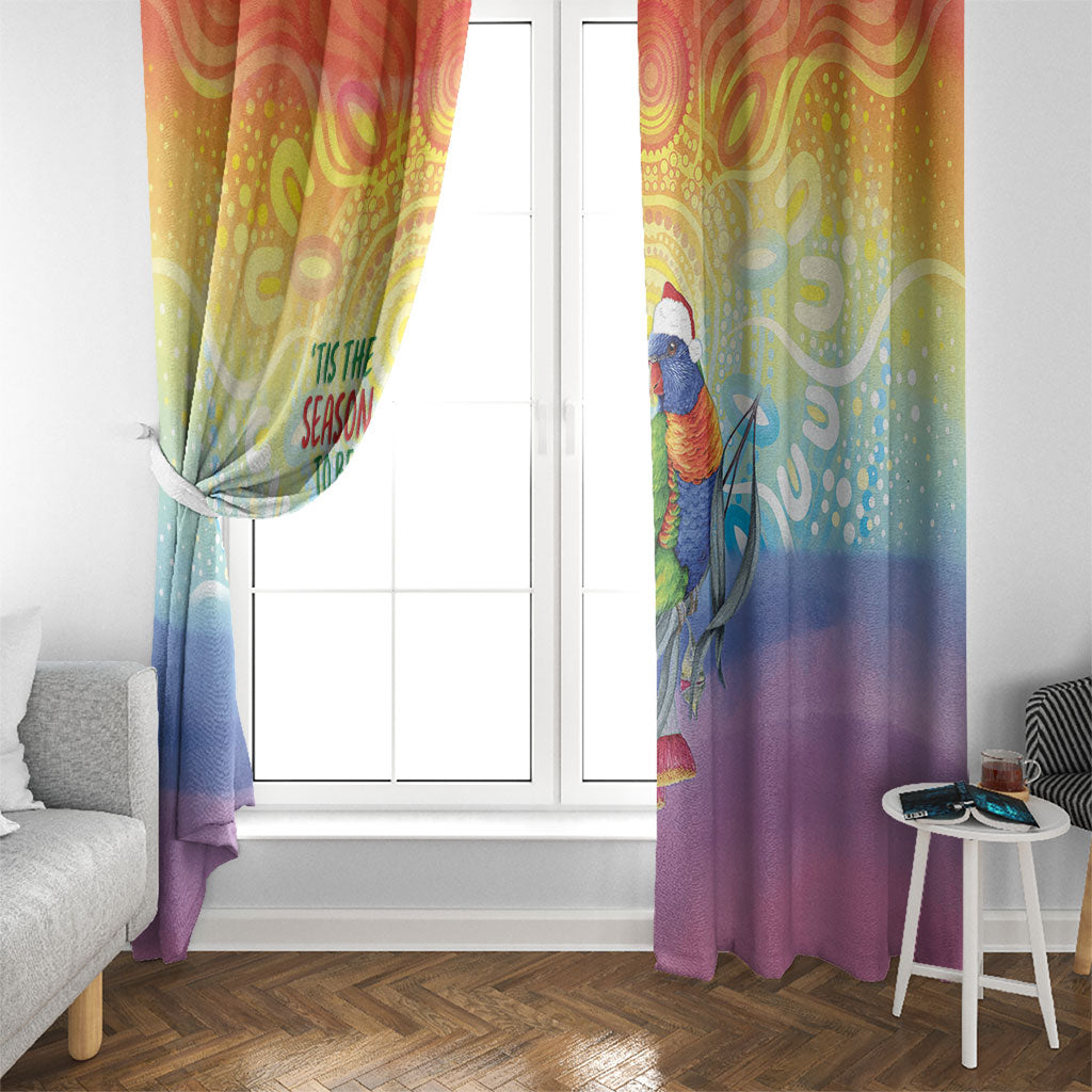 Rainbow Lorikeets Australia Christmas Window Curtain Eucalyptus Blossoms Aboriginal Art