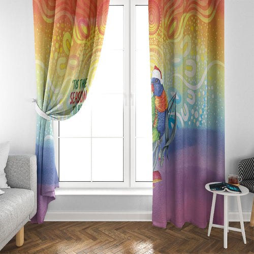 Rainbow Lorikeets Australia Christmas Window Curtain Eucalyptus Blossoms Aboriginal Art