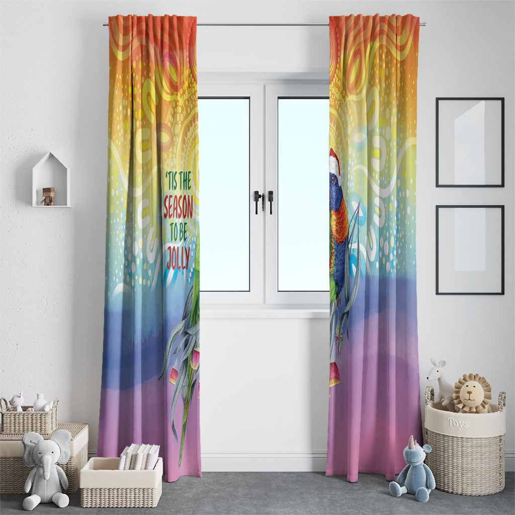 Rainbow Lorikeets Australia Christmas Window Curtain Eucalyptus Blossoms Aboriginal Art