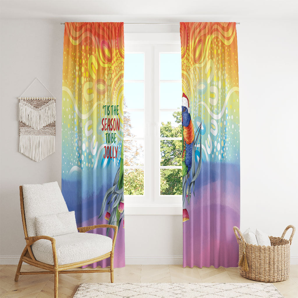 Rainbow Lorikeets Australia Christmas Window Curtain Eucalyptus Blossoms Aboriginal Art