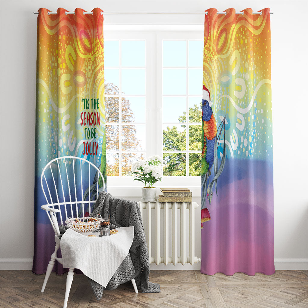 Rainbow Lorikeets Australia Christmas Window Curtain Eucalyptus Blossoms Aboriginal Art