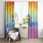 Rainbow Lorikeets Australia Christmas Window Curtain Eucalyptus Blossoms Aboriginal Art