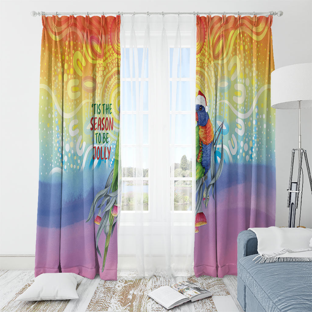 Rainbow Lorikeets Australia Christmas Window Curtain Eucalyptus Blossoms Aboriginal Art
