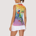 Rainbow Lorikeets Australia Christmas Women Sleeveless Polo Shirt Eucalyptus Blossoms Aboriginal Art