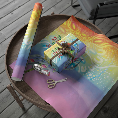 Rainbow Lorikeets Australia Christmas Wrapping Paper Eucalyptus Blossoms Aboriginal Art
