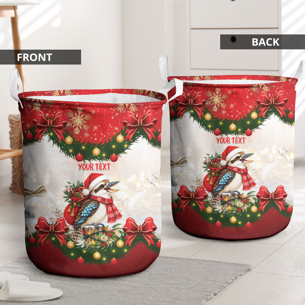 Personalised Kookaburra Australia Christmas Laundry Basket Kooka-la-la-la-la Xmas Bows