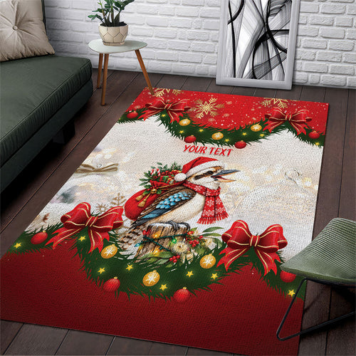 Personalised Kookaburra Australia Christmas Area Rug Kooka-la-la-la-la Xmas Bows