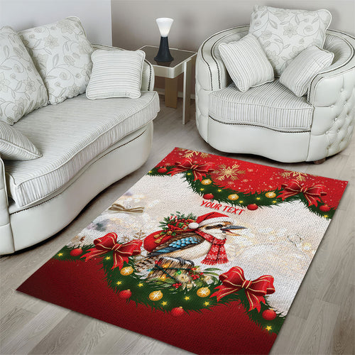 Personalised Kookaburra Australia Christmas Area Rug Kooka-la-la-la-la Xmas Bows
