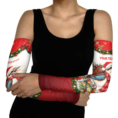 Personalised Kookaburra Australia Christmas Arm Sleeves Kooka-la-la-la-la Xmas Bows