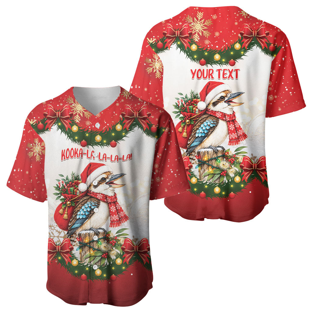 Personalised Kookaburra Australia Christmas Baseball Jersey Kooka-la-la-la-la Xmas Bows