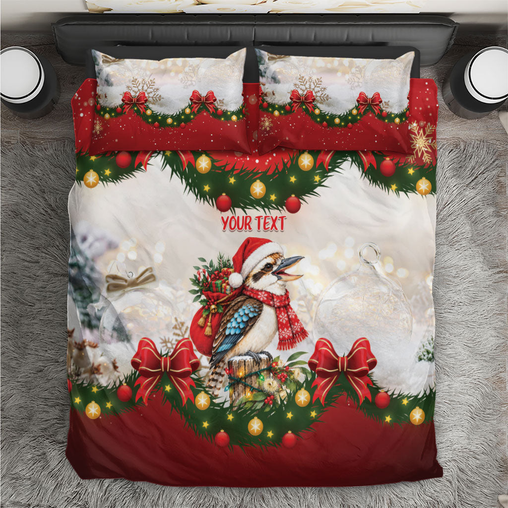 Personalised Kookaburra Australia Christmas Bedding Set Kooka-la-la-la-la Xmas Bows