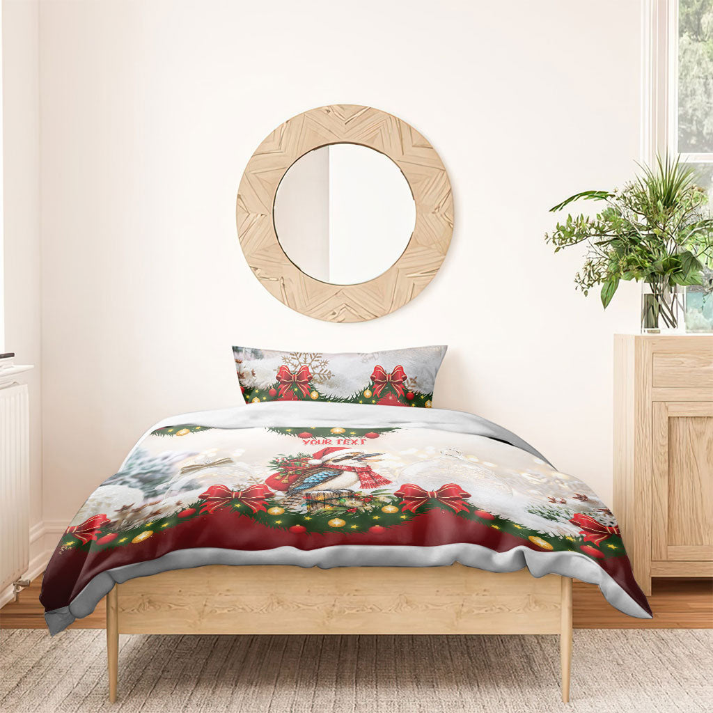 Personalised Kookaburra Australia Christmas Bedding Set Kooka-la-la-la-la Xmas Bows