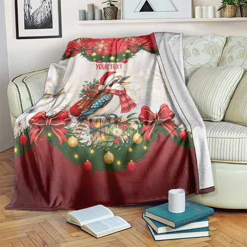 Personalised Kookaburra Australia Christmas Blanket Kooka-la-la-la-la Xmas Bows