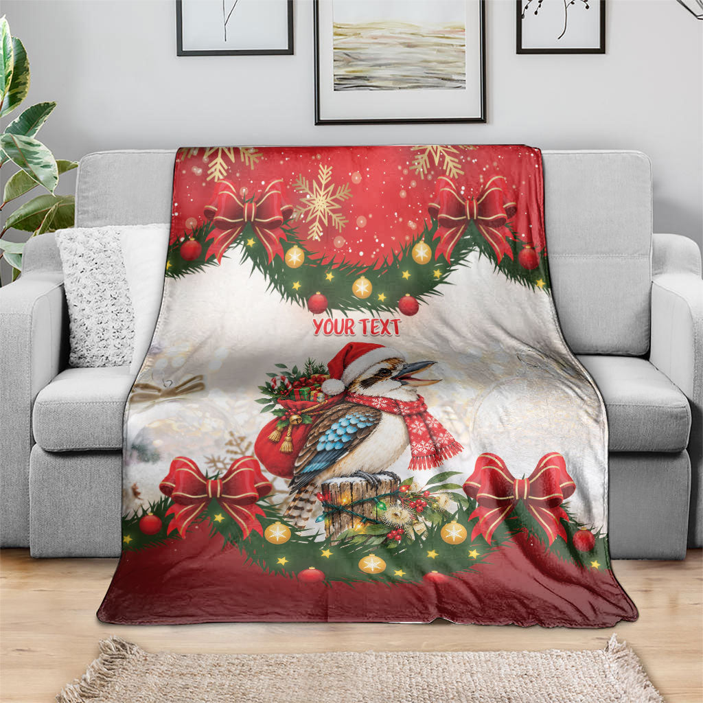 Personalised Kookaburra Australia Christmas Blanket Kooka-la-la-la-la Xmas Bows