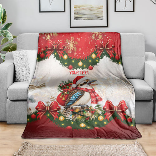 Personalised Kookaburra Australia Christmas Blanket Kooka-la-la-la-la Xmas Bows