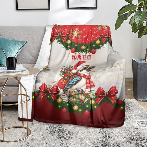 Personalised Kookaburra Australia Christmas Blanket Kooka-la-la-la-la Xmas Bows