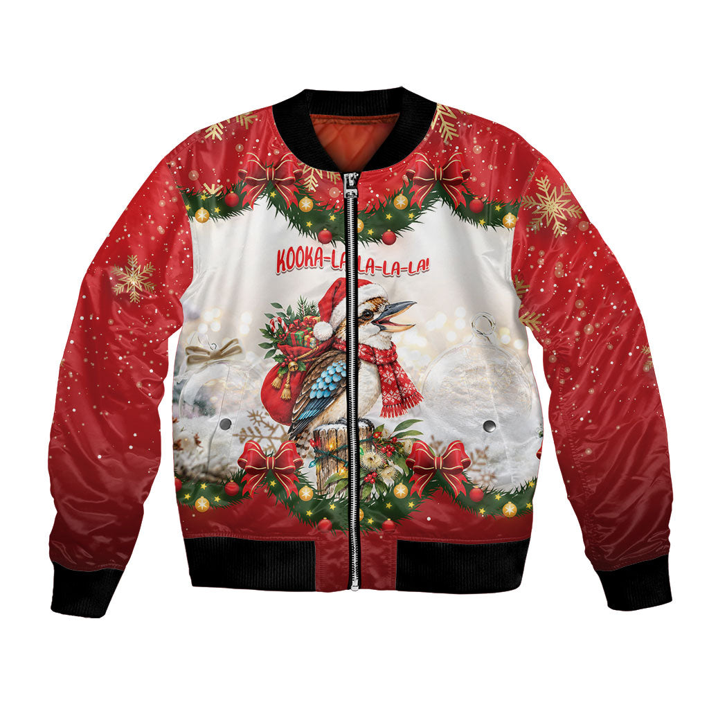 Personalised Kookaburra Australia Christmas Bomber Jacket Kooka-la-la-la-la Xmas Bows