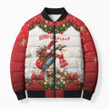 Personalised Kookaburra Australia Christmas Bomber Puffer Jacket Kooka-la-la-la-la Xmas Bows
