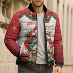Personalised Kookaburra Australia Christmas Bomber Puffer Jacket Kooka-la-la-la-la Xmas Bows