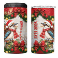 Personalised Kookaburra Australia Christmas 4 in 1 Can Cooler Tumbler Kooka-la-la-la-la Xmas Bows