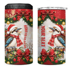 Personalised Kookaburra Australia Christmas 4 in 1 Can Cooler Tumbler Kooka-la-la-la-la Xmas Bows