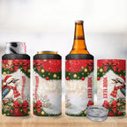Personalised Kookaburra Australia Christmas 4 in 1 Can Cooler Tumbler Kooka-la-la-la-la Xmas Bows