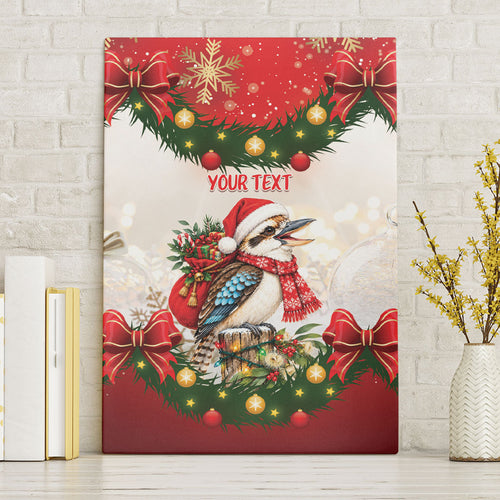 Personalised Kookaburra Australia Christmas Canvas Wall Art Kooka-la-la-la-la Xmas Bows