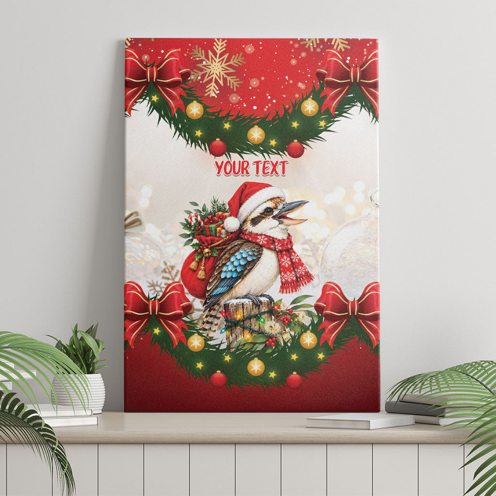 Personalised Kookaburra Australia Christmas Canvas Wall Art Kooka-la-la-la-la Xmas Bows