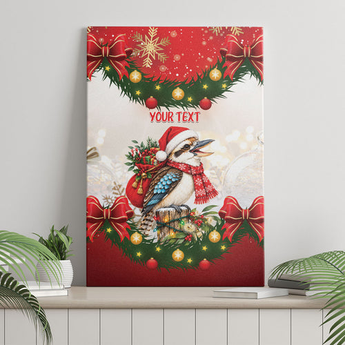 Personalised Kookaburra Australia Christmas Canvas Wall Art Kooka-la-la-la-la Xmas Bows