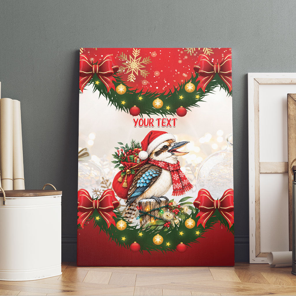 Personalised Kookaburra Australia Christmas Canvas Wall Art Kooka-la-la-la-la Xmas Bows