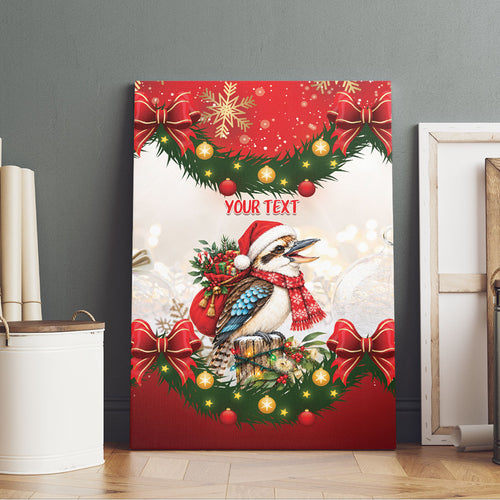 Personalised Kookaburra Australia Christmas Canvas Wall Art Kooka-la-la-la-la Xmas Bows
