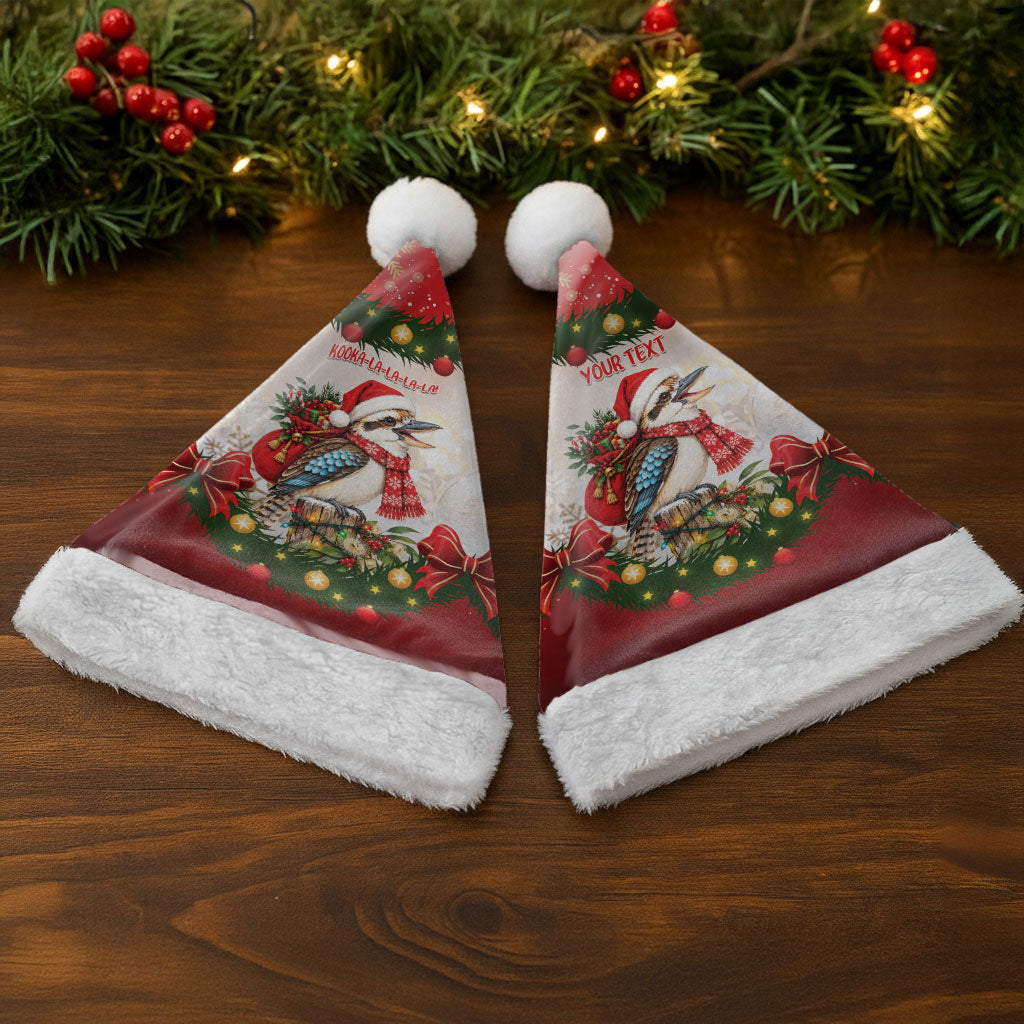 Personalised Kookaburra Australia Christmas Santa Hat Kooka-la-la-la-la Xmas Bows