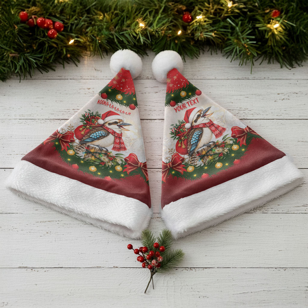Personalised Kookaburra Australia Christmas Santa Hat Kooka-la-la-la-la Xmas Bows