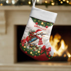 Personalised Kookaburra Australia Christmas Stocking Kooka-la-la-la-la Xmas Bows