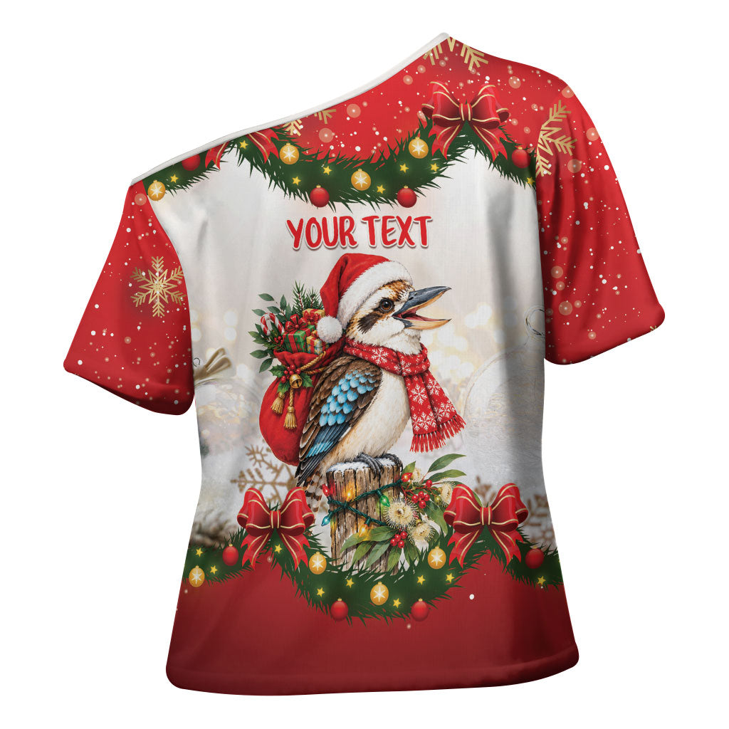 Personalised Kookaburra Australia Christmas Cross Shoulder Shirt Kooka-la-la-la-la Xmas Bows