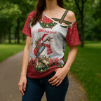 Personalised Kookaburra Australia Christmas Cross Shoulder Shirt Kooka-la-la-la-la Xmas Bows
